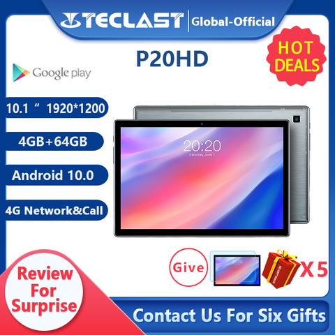 Newest Teclast P20HD Tablet Android 10 Tablets PC 4G LTE 10.1 inch 4GB RAM 64GB ROM 1920x1200 SC9863A Octa Core Tabletas GPS ► Photo 1/6