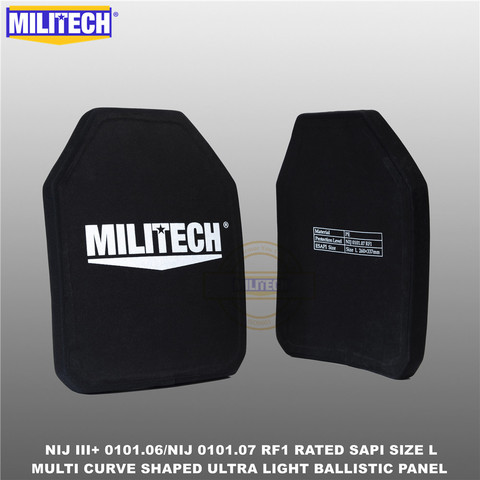 Ballistic Bulletproof Plate NIJ level 3+ NIJ 0101.07 RF1 SAPI Sized 2 PCs Ultra Light PE Panel Against M80&AK47&M193--Militech ► Photo 1/4