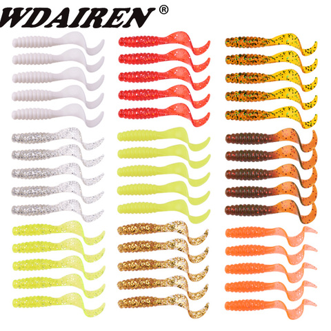 10Pcs Soft Silicone Fishing Lures 4.8cm 1.2g Worm Jigging Wobblers Shrimp Fishy Smell Additive Tackle Bass Carp Artificial Baits ► Photo 1/6