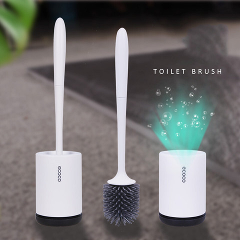 Silicone Toilet Brush With Soft Bristle, Bathroom Toilet Bowl Brush And Holder Set, Constructed Of Durable ThermoPlastic Rubber ► Photo 1/6
