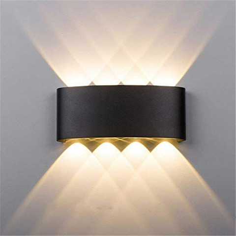 Aluminium LED Wall Lamp 6W 8W Outdoor Waterproof Garden Courtyard Porch Light Sconce Balcony Corridor Black Wall Lamp AC85-265V ► Photo 1/6