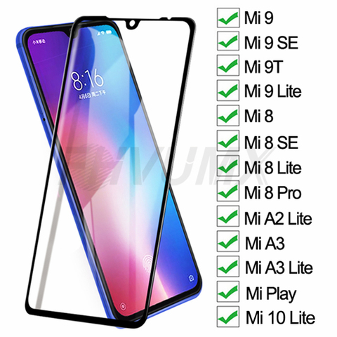 15D Protective Glass For Xiaomi Play Mi 9 10 Lite Tempered Screen Protector Mi 8 9 SE A3 A2 Lite Mi8 Pro safety Glass Film Case ► Photo 1/6