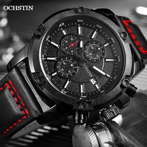 Ochstin 2022 Fashion Watch Men's Top Luxury Brand Quartz Wristwatch Male Waterproof Sports clock Leather Strap Watches ► Photo 1/6