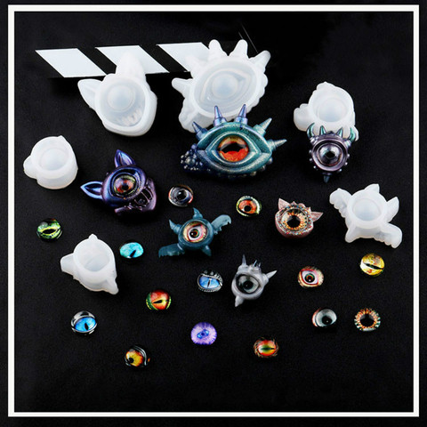 Demon Eyes Silicone Resin Jewelry Molds UV Resin Pendant Mold Jewelry Accessories Tools Halloween Stuff Decoration Making ► Photo 1/5