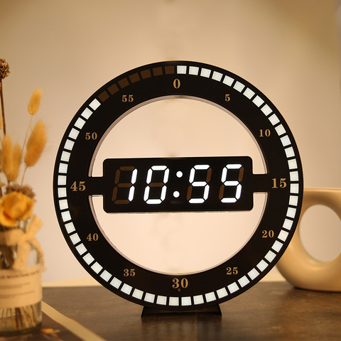 Circular Photoreceptive LED Digital Wall Clock Modern Design Dual-Use Dimming Digital Clocks For Home Decoration US EU PLUG ► Photo 1/6