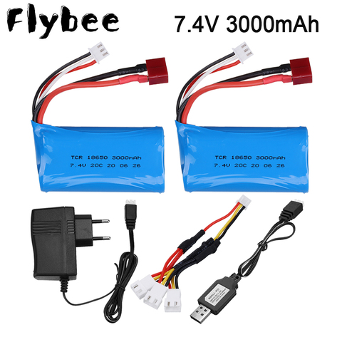 18650 7.4V 3000MAH lipo Battery 2s for Wltoys 12423 10428 12429 12401 12402 12402A RC Car Spare Parts charger 7.4V 20C batteries ► Photo 1/6
