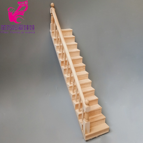 1:12 1:8 Doll house diy model mini furniture Stairs plain with handrails mini wooden staircase diy accessories ► Photo 1/6