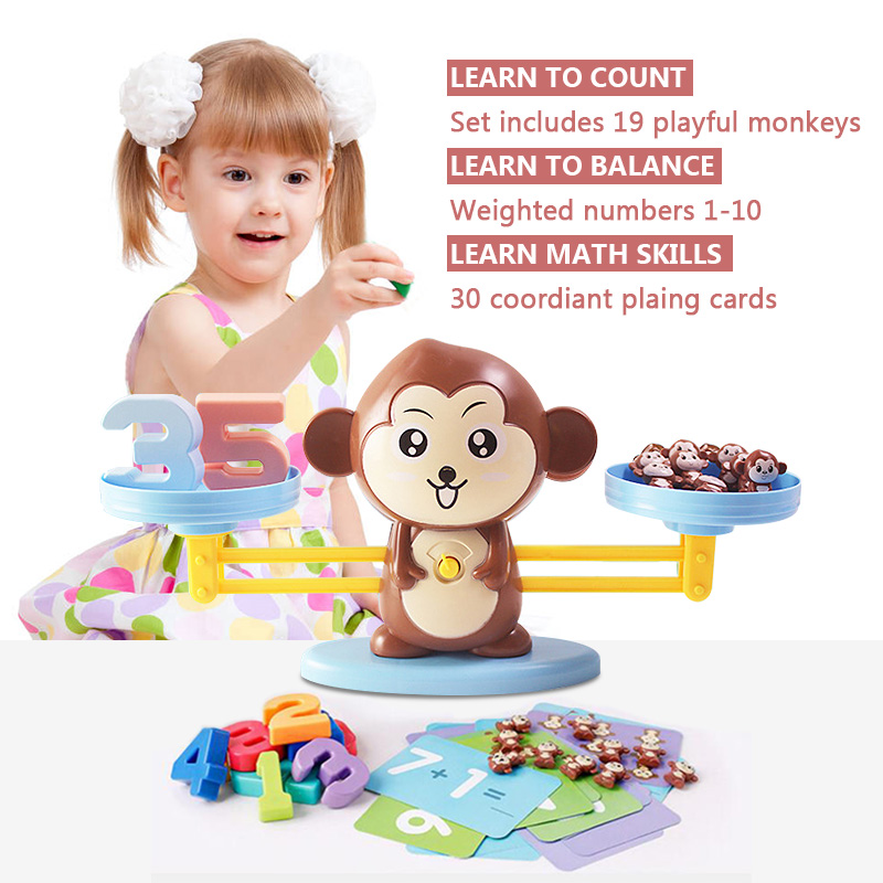 Educational Toy Gift For Kid Monkey Cat Balance Cool Math Game Fun Learning 