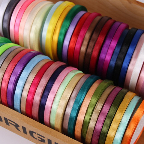 22Meters/Roll 6mm Silk Satin Ribbons Baby Shower Birthday Party Wedding Engagement Christmas Halloween Gift Wrapping Ribbon ► Photo 1/6