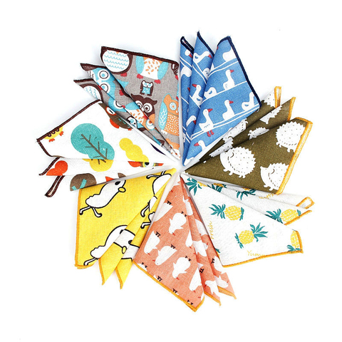 Brand New Men's Fashion Duck Dog Handkerchief Scarves Vintage Linen Hankies Men's Design Pocket Square Handkerchiefs 24*24cm ► Photo 1/6