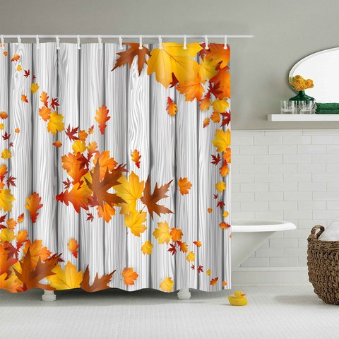 Dafield Autumn Shower Curtain Fall Maple Leafs Leaves on Rustic Wooden Cloth Fabric Bathroom Decor Waterpoof Shower Curtain ► Photo 1/6