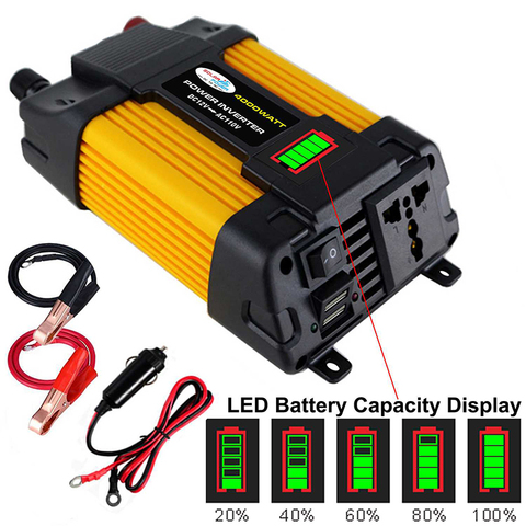 6000W Car Power Inverter LED Voltage Capacity Display Transformer Converter 12V To 110V/220V Dual USB Inverter ForCar Appliances ► Photo 1/6