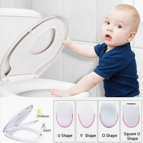 O U V Shape Child Adult Toilet Seat With Child Potty Training Cover PP Material Double Seats Safe Convenient For Adult Children ► Photo 1/6