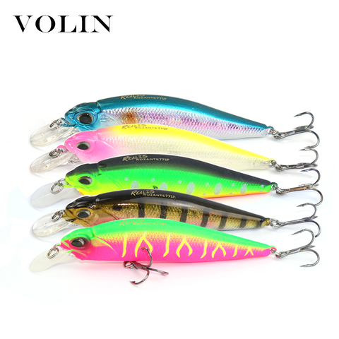 Volin 1pc Wobbler Minnow Fishing Lure Bass Tackle Crank Baits 77mm 8.4g with 2 Fishing Hooks Fishing Tackle Lure ► Photo 1/6