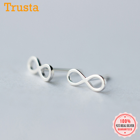 Trustdavis Genuine 925 Sterling Silver Jewelry Fashion Cute Small Infinite Love Stud Earrings For Women Wedding Party Gift DS55 ► Photo 1/6