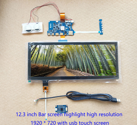 12.3 Inch IPS LCD 1920*720 HSD123KPW1 Carpc DIY  IPS USB Touch screen Digitizer Sensor  Kit  TYPE C 5V Power ► Photo 1/6