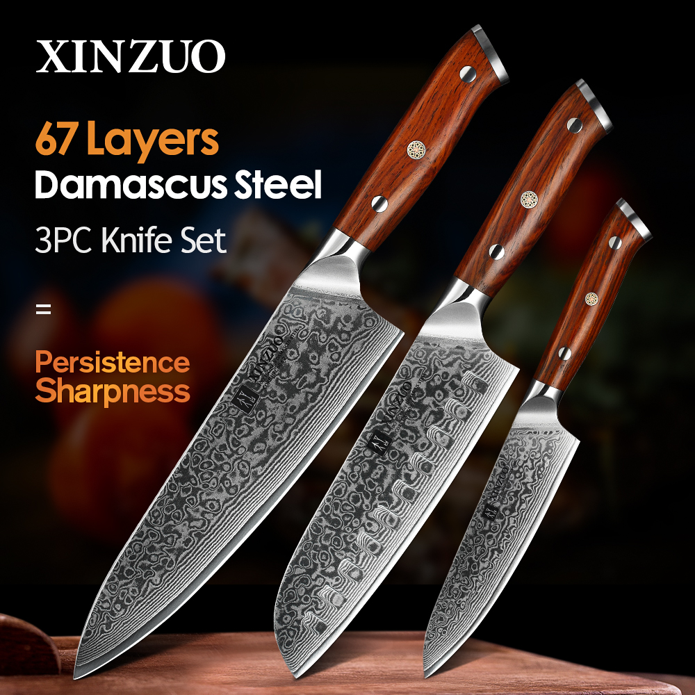 XINZUO High Quality Kitchen Knife Set Paring Utility Cleaver Chef