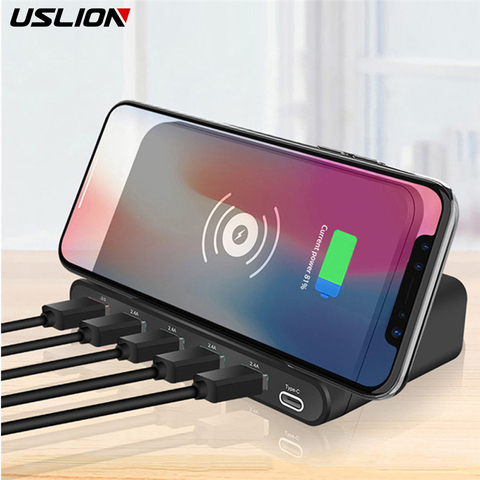 Wireless Charger 6 USB Charger Quick Charge Stand Holder For iPhone 8/8p/X 11 12 For Samsung S7/8/9/6 For Sony 23/24v For xiaomi ► Photo 1/6