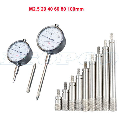 5pcs M2.5 20 40 60 80 100mm HSS Indicator Dial Rod Dia 5mm Digital Indicator Extension Stem Rod Set for Height Gauge Depth Gauge ► Photo 1/6