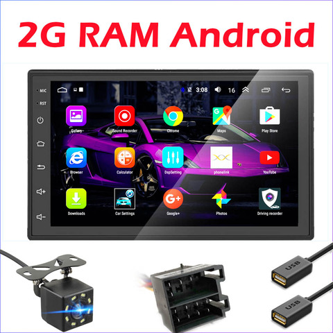 2 Din Android Car radio Multimedia GPS Video Player 2DIN For Volkswagen Nissan Hyundai Kia toyota LADA Ford Chevrolet ISO 2G RAM ► Photo 1/6