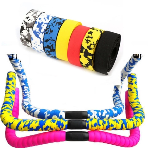 1 Pair Road Bike Bicycle Handlebar tape Camouflage Cycling Handle Belt Cork Wrap with Bar Plugs ► Photo 1/6