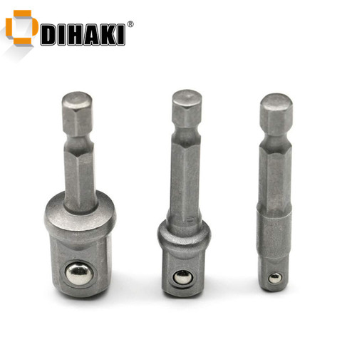 3pcs Socket Adapter 1/4 3/8 1/2Inch Nut Driver Sockets Impact Hex Shank Extension Drill Bits Bar Set 3 Short rods 50mm ► Photo 1/6