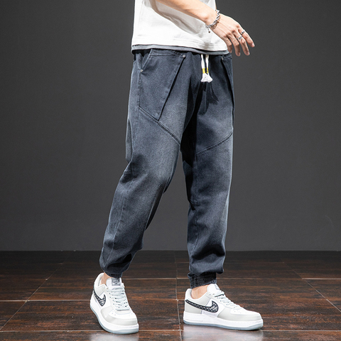 Plus Size Summer Harem Jeans Men Stretched Denim Pants Streetwear Black Joggers Men Casual Baggy Jeans Trousers 6XL 7XL 8XL ► Photo 1/6