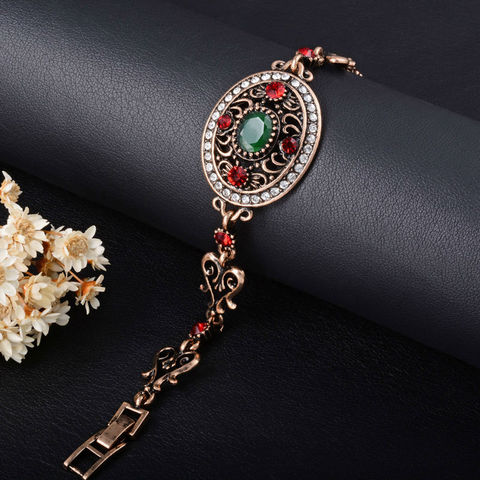 Boho Vintage Retro Turkish Jewelry Top Resin Gold Red Green Charm Bracelet Female Bracelets Bangles for Women Jewellery Braclet ► Photo 1/6