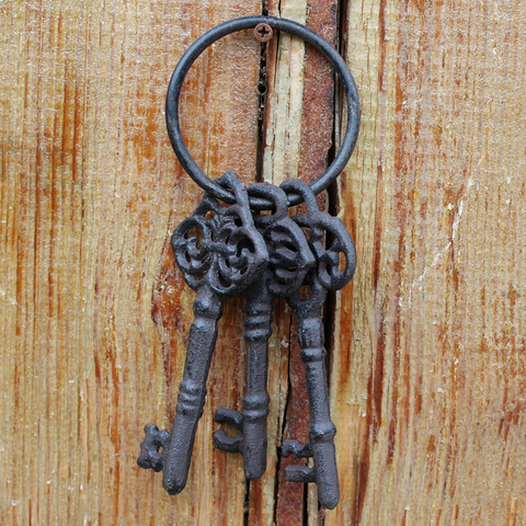 Vintage Rustic Cast Iron Keys Lock Decor Ornament European Home Garden Coffee Bar Wall Decor Handmade Heavy Key Chain Pendants ► Photo 1/6