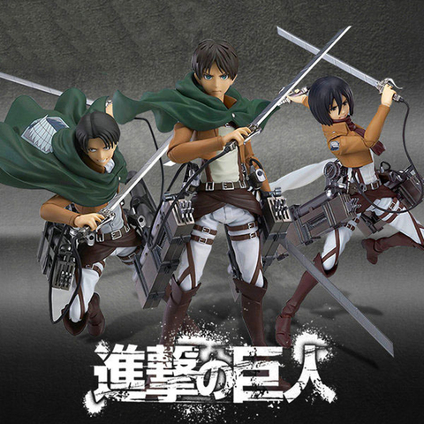 PVC Anime Attack on Titan 213 LEVI Action Figure 203 Mikasa Ackerman 207 Eren Yeager Movable Assemble Modeling Toy ► Photo 1/6