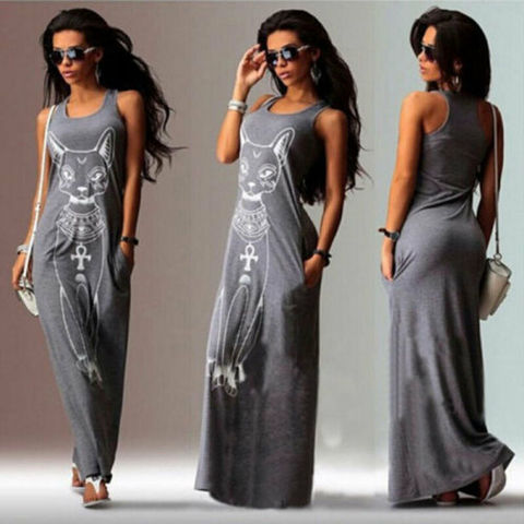 New Fashion Womens Maxi Casual Beach Sundress Cocktail Sleeveless Kaftan Hippie Pocket Dress ► Photo 1/5