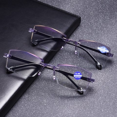 Blue Light Blocking Glasses Rimless Reading Glasses Women Men Square Frameless Anti Blue Light Optical Glasses ► Photo 1/1