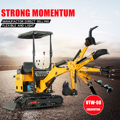 VTW-08 CE EPA China mini excavator 1 ton 2 ton 3 ton 6 ton Crawler Micro mini digger Suitable for home personal orchard ► Photo 1/6