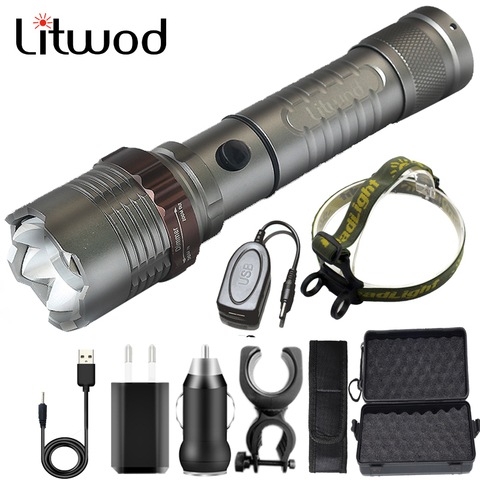 Led Tactical Flashlight Zoom Waterproof Torch XM-L T6 5 Mode Powerbank Rechargeable 18650 AAA Battery Bicyle Bike Light Lantern ► Photo 1/6