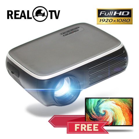 REAL TV M8S Full HD 1080P Projector 4K 7000 Lumens Cinema Beamer Android WiFi Airplay HDMI VGA AV USB with Gift ► Photo 1/6