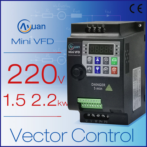 Mini vfd 2.2kw 1.5kw 0.75kw 220V 380V vector Variable Frequency Inverter for Motor speed drive converter ► Photo 1/5