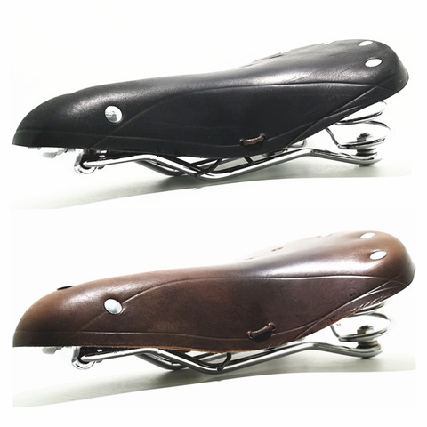 G98 Retro Vintage Bicycle Saddle Pure cowhide handmade  Seat Custion  Bike Sport Saddle Bicycle Cycling Saddle Bike Seat ► Photo 1/6