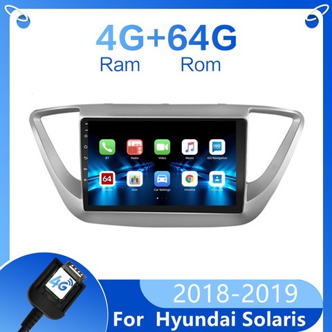 For Hyundai Solaris 2 Verna  Android 9.0 Car Radio Video Multimedia Player gps navigation 2 din 9'' autoradio Stereo 2017-2022 ► Photo 1/5