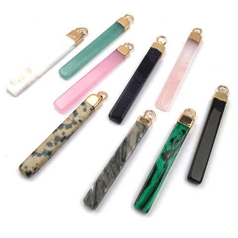 Natural Stone Crystal Pendant charm Rectangular Pendants for Jewelry Making Supplies DIY Fine necklace accessories size 5x45mm ► Photo 1/6