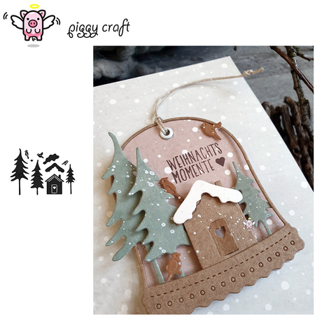 Piggy Craft metal cutting dies cut die mold Christmas tree house Scrapbook paper craft knife mould blade punch stencils dies ► Photo 1/5