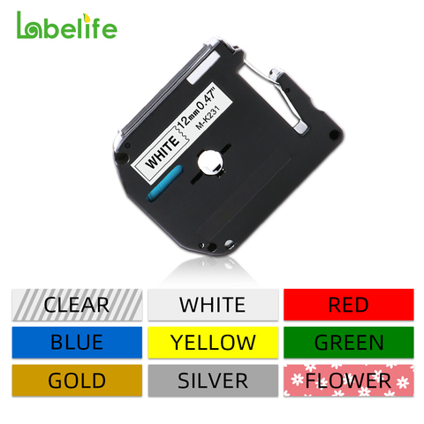 Labelife M-K231 Compatible for Brother M-K231 MK131 MK 631 MK-831 black on white 9/12mm laminated label tapes for PT-80 PT-70 ► Photo 1/6