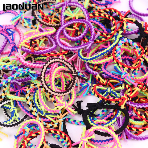 10PCS Hand Woven Colorful Elastic Hair Bands Cute Child Kids Rubber Headband Hair Accessories Girl Charms Tie Gum ► Photo 1/6