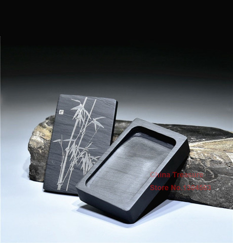 Chinese Inkstone Rectangle Calligraphy Ink stone student Ink Well with cover Inkwell Grinding Made of Natural stone Ink-well ► Photo 1/3