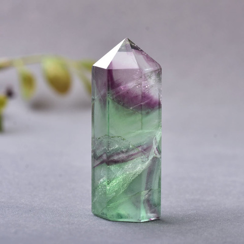 1PC Natural Fluorite Hexagonal Column Crystal Point Healing Wand Mineral Crystal Home Decoration Stone 45-55mm Handmade Ornament ► Photo 1/6