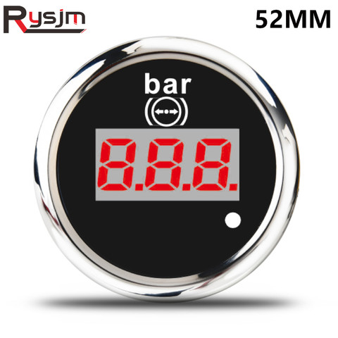 52mm Digital Air Pressure Gauge 0-10 Bar Waterproof Marine car air pressure meter for auto truck RV yacht 12V 24V With Alarm ► Photo 1/6