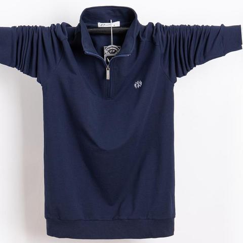 Men Polo Shirt 2022 Pure Cotton Men Business Casual Male Polo Shirt Autumn Long Sleeve Stand Collar Polo Shirt Plus Size 5XL 6XL ► Photo 1/6