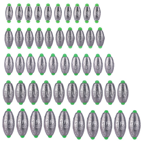 10pcs 4 5 7 10 15g Lead weight Fishing Lead Sinker Mould Olive Shaped Middle Pass Removable Split Lead Shot Sinkers Tackle Kits ► Photo 1/6