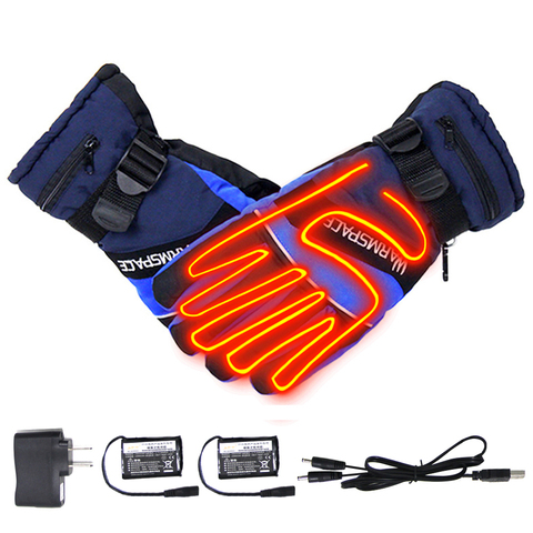 WARMSPACE Waterproof Cycling Gloves Heating Mountain Road Bike Gloves Warm Rechargeable Electric Battery Heated Ski Gloves ► Photo 1/6