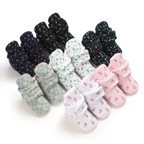 New Baby Socks Boy Girl Shoes Flower Toddler First Walkers Booties Cotton Comfort Soft Anti-slip Warm Newborn Infant Crib Shoes ► Photo 1/6