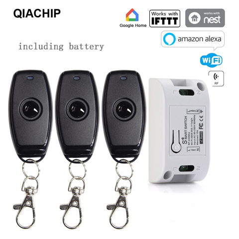QIACHIP 433Mhz RF Remote Control & 220V 110V WiFi DIY Home Automation Relay Module Tuya Smart Life APP Amazon Alexa Google Home ► Photo 1/6